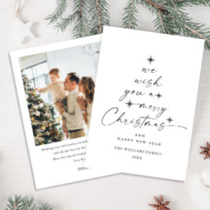 Elegant Minimalist Christmas Hand Drawn Photo Holiday Card