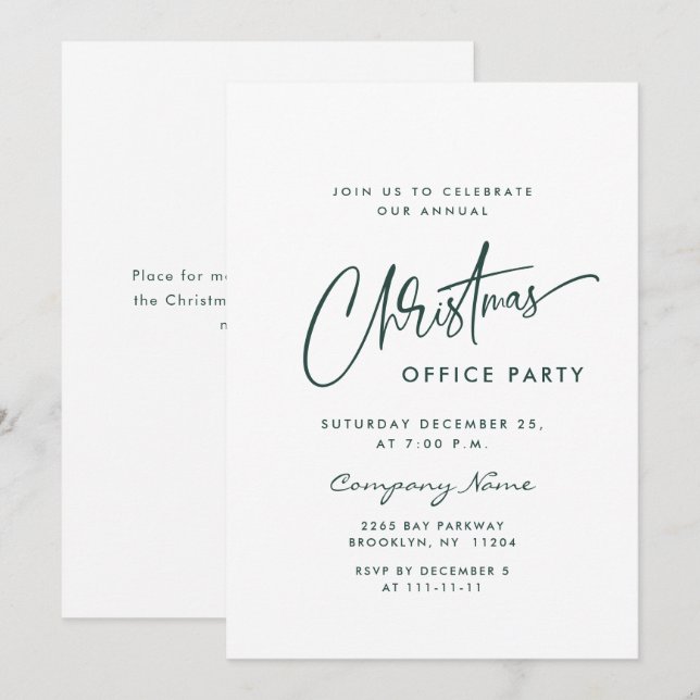 Elegant Minimalist Christmas Holiday Party Invitation (Front/Back)