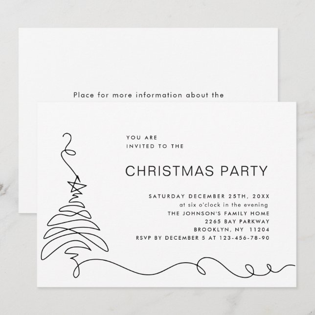 Elegant Minimalist Christmas Holiday Party Invitation (Front/Back)