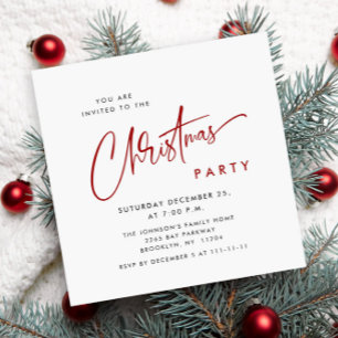 Elegant Minimalist Christmas Holiday Party Simple Invitation