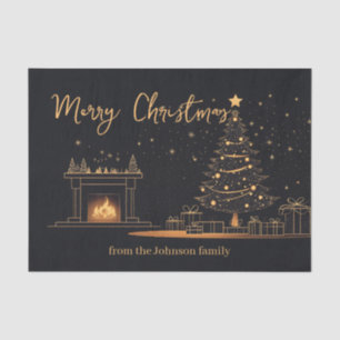 Elegant Minimalist Christmas Illustration Tissue Paper