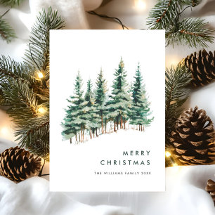 Elegant Minimalist Christmas Pine Tree Greeting Holiday Card