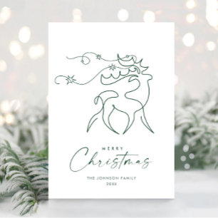 Elegant Minimalist Christmas Reindeer Greeting Holiday Card