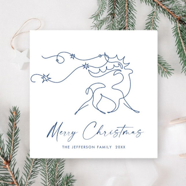 Elegant Minimalist Christmas Reindeer Greeting Holiday Card (Creator Uploaded)