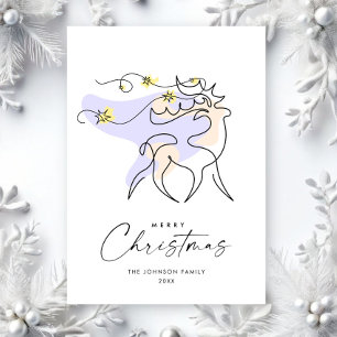 Elegant Minimalist Christmas Reindeer Greeting Holiday Card