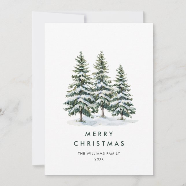 Elegant Minimalist Christmas Tree Greeting Holiday Card (Front)