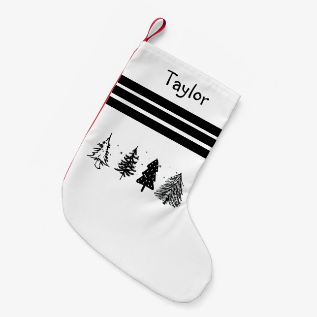 Elegant Minimalist Christmas Tree Small Christmas Stocking (Front (Hanging))
