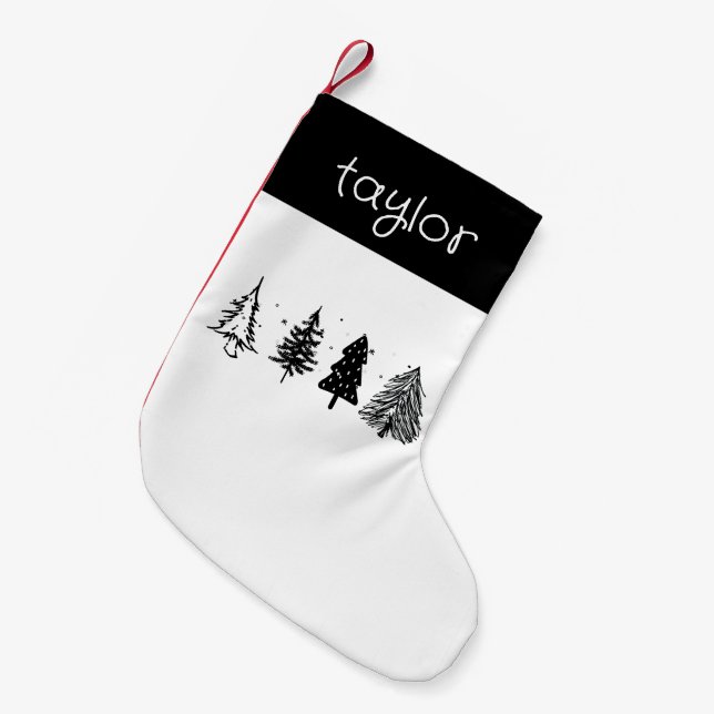 Elegant Minimalist Christmas Tree Small Christmas Stocking (Front (Hanging))