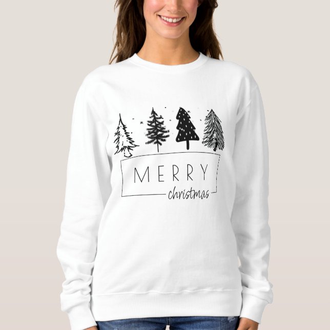 Elegant Minimalist Christmas Tree Sweatshirt (Front)