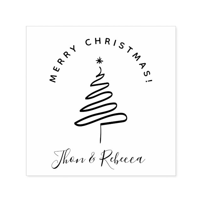 Elegant & Minimalist Christmas Wishes Custom Name Self-inking Stamp (Design)