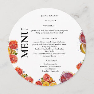  Elegant Minimalist citrus  Wedding Table Menu