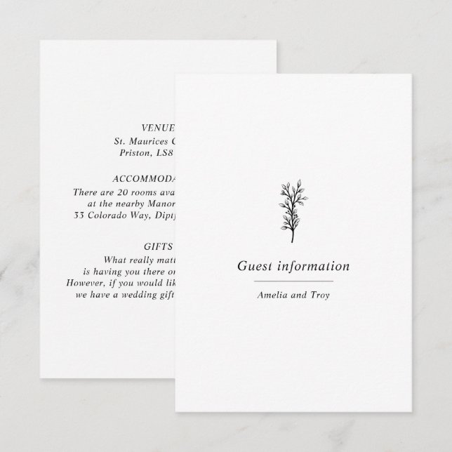Elegant Minimalist Classic Olive Botanicals  Enclosure Card (Front/Back)