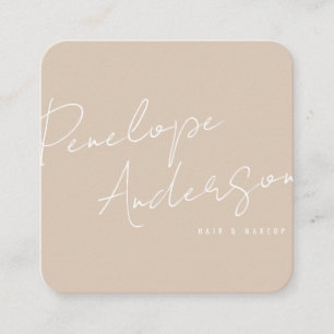 Elegant Minimalist Cocoa Cream Boho Chic Modern    Square Business Card