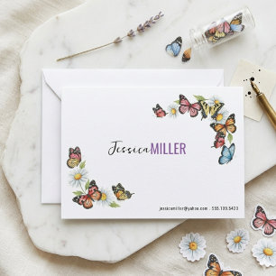 Elegant Minimalist Colorful Butterfly Daisy  Card