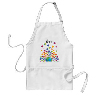 Elegant Minimalist Colourful Rainbow Heart Design Standard Apron