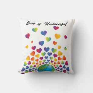 Elegant Minimalist Colourful Rainbow Heart Design Throw Pillow