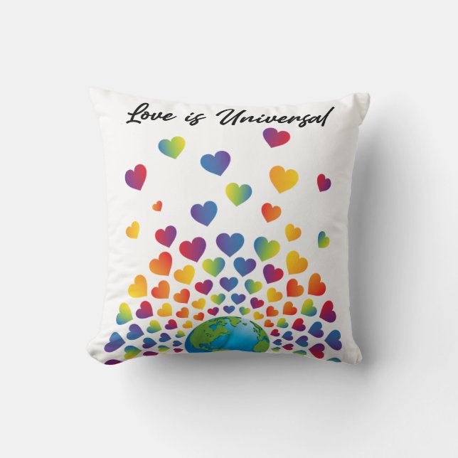 Elegant Minimalist Colourful Rainbow Heart Design Throw Pillow (Front)