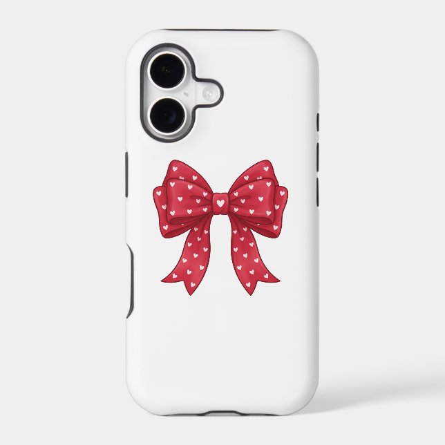 Elegant Minimalist Coquette Red Bow with Hearts (Back)