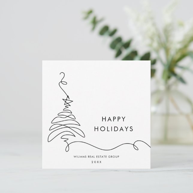 Elegant Minimalist Corporate Christmas Greeting Holiday Card (Standing Front)