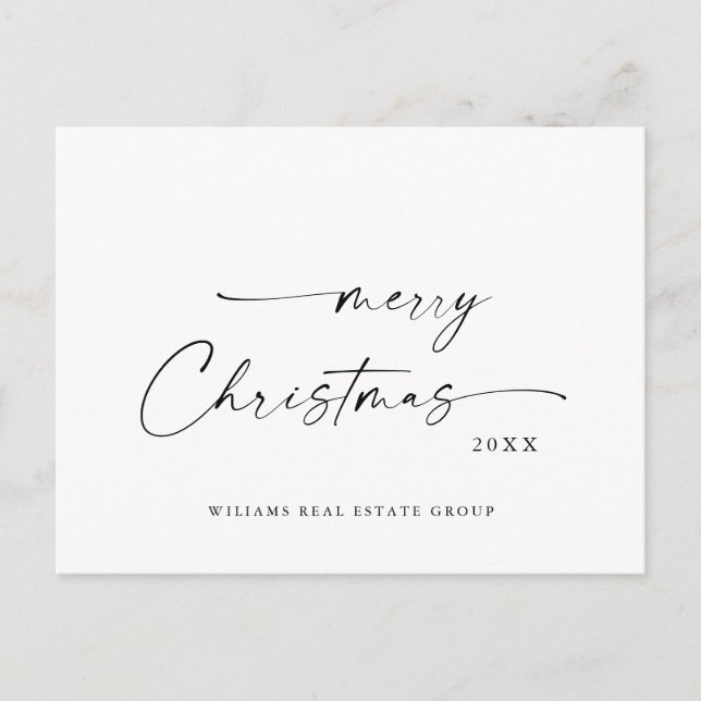 Elegant Minimalist Corporate Christmas Greeting Postcard (Front)