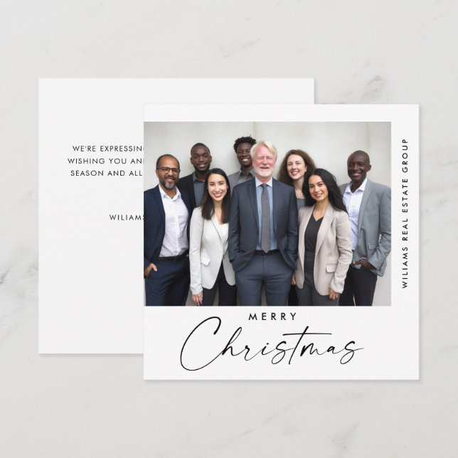 Elegant Minimalist Corporate Christmas Photo Holiday Card (Front/Back)
