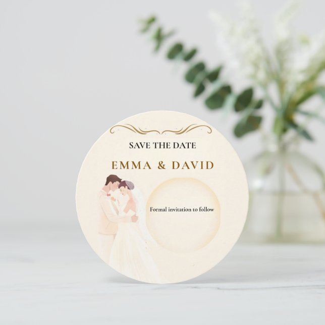 Elegant Minimalist Couple Arch Save the Date Card (Standing Front)