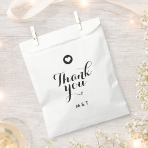 Elegant Minimalist Couple Initial Script Thank You Favour Bag