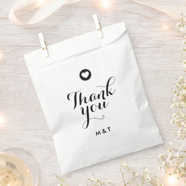 Elegant Minimalist Couple Initial Script Thank You Favour Bag (Clipped)