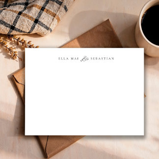Elegant Minimalist Couple Names Black & White Card