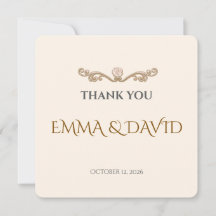 Elegant Minimalist Couple Wedding Thank You Card