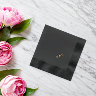Elegant Minimalist Couple's Monogram Wedding Gold Foil Napkins