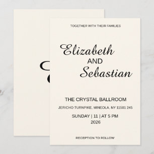 Elegant Minimalist Cream Calligraphy Wedding