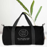 Elegant Minimalist Custom Business Logo | Black Duffle Bag<br><div class="desc">Make a statement with our Elegant Minimalist Custom Business Logo Black Duffle Bag. Designed for both style and functionality,  this bag is the perfect accessory for any business professional. Customize it with your own logo and information for a personalized touch.</div>
