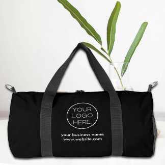 Elegant Minimalist Custom Business Logo | Black Duffle Bag