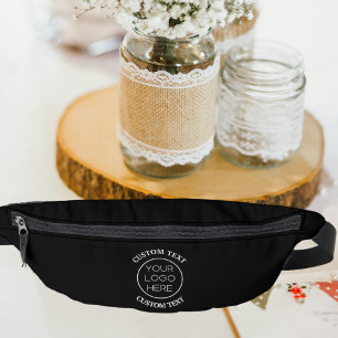 Elegant Minimalist Custom Business Logo Black Fanny Pack