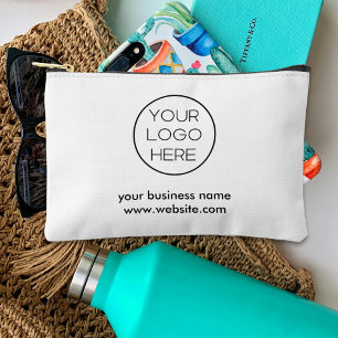 Elegant Minimalist Custom Business Logo White Accessory Pouch