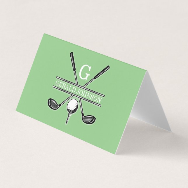 Elegant Minimalist Custom Golf Monogram Business Card (Front)