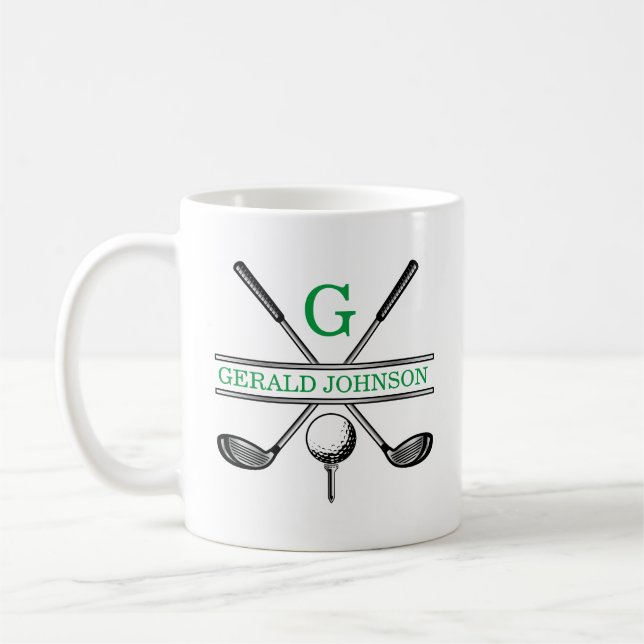 Elegant Minimalist Custom Golf Monogram Coffee Mug (Left)