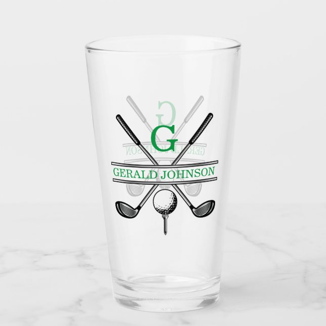 Elegant Minimalist Custom Golf Monogram Glass (Front)