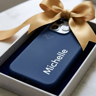 Elegant Minimalist Custom Name Navy Blue Gift
