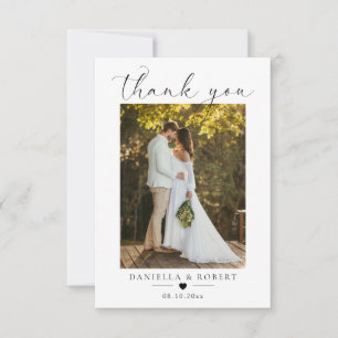 Elegant Minimalist Custom Wedding Couple Photo  Thank You Card