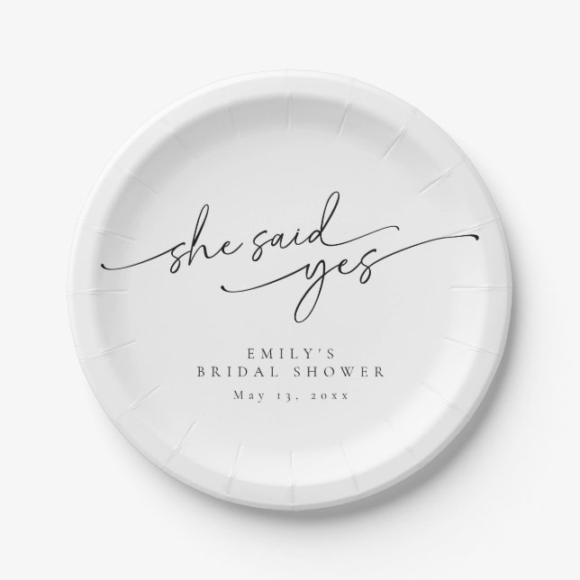 Elegant, Minimalist Customizable Bridal Shower Paper Plate (Front)