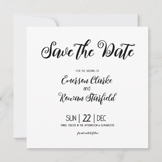 Elegant Minimalist customizable with Back Photo  Save The Date (Front)