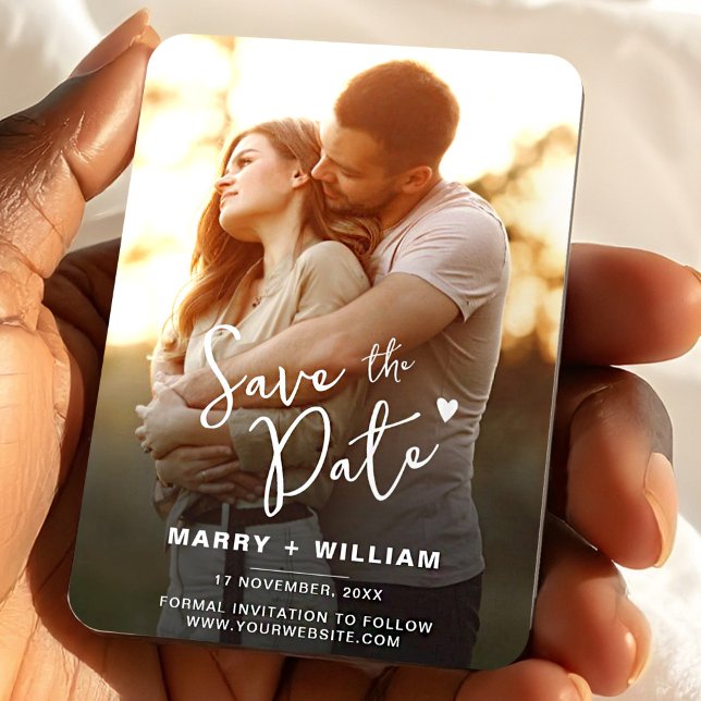 Elegant minimalist cute couple photo save the date magnet (Creator Uploaded)