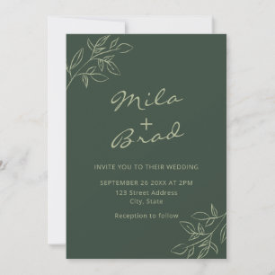 Elegant Minimalist Dark Green Invitation