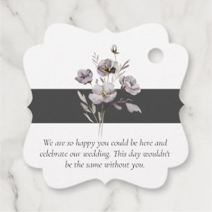 Elegant minimalist dark grey, watercolor Thank you Favour Tags
