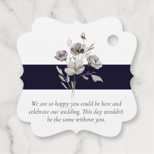 Elegant minimalist dark navy watercolor Thank you Favour Tags