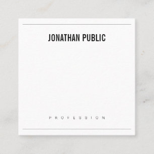 Elegant Minimalist Design Modern BW Pretty Plain Square Business Card