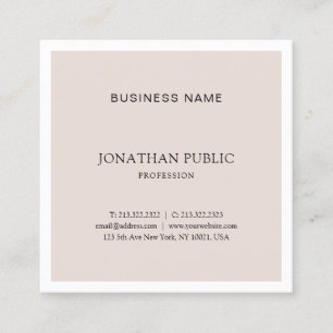 Elegant Minimalist Design Professional Plain Chic Square Business Card