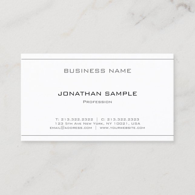 Elegant Minimalist Design Trendy Plain Modern Business Card (Front)